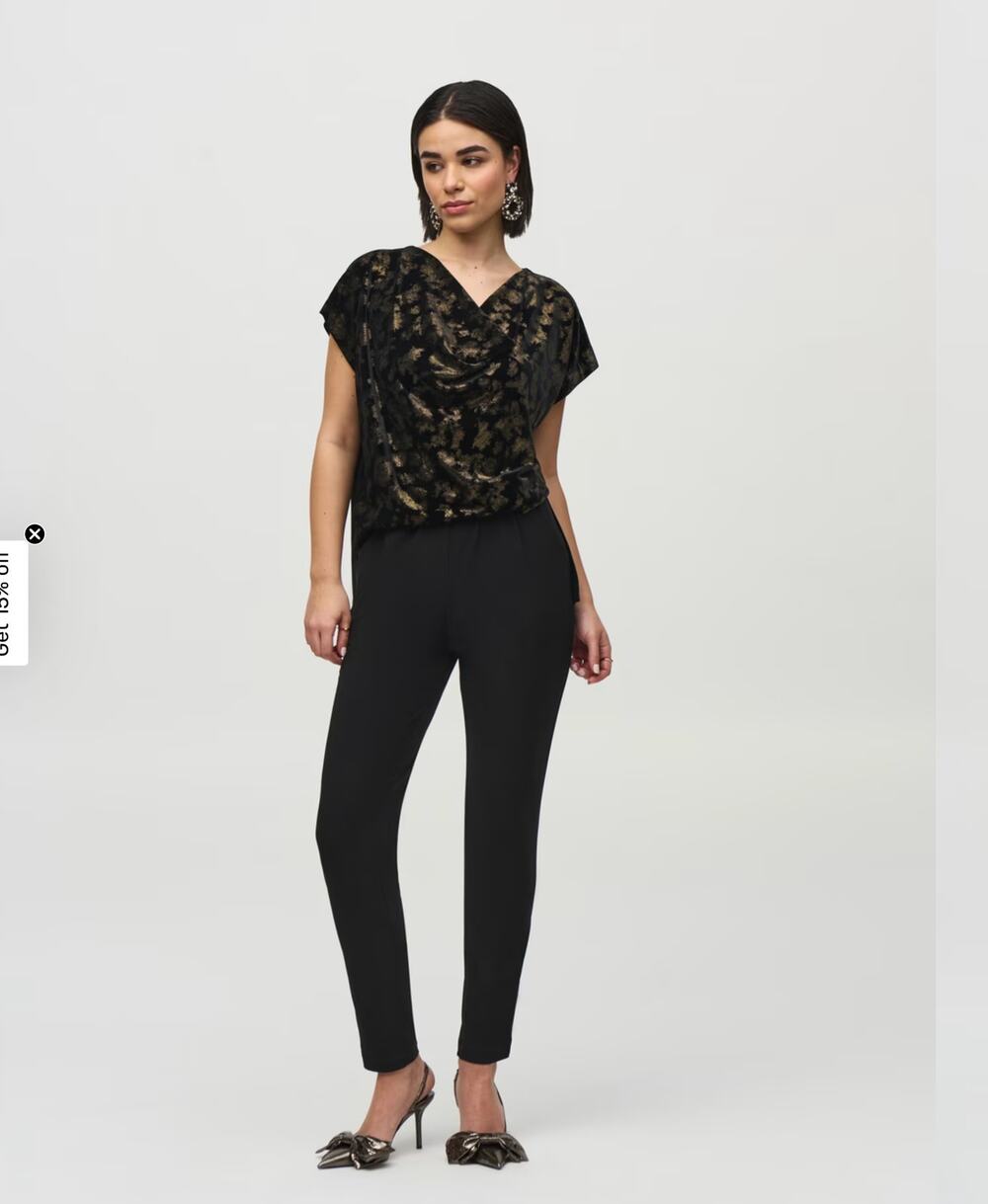 Joseph Ribkoff NWT!  Black And Gold sparkle Jumpsuit sz 8